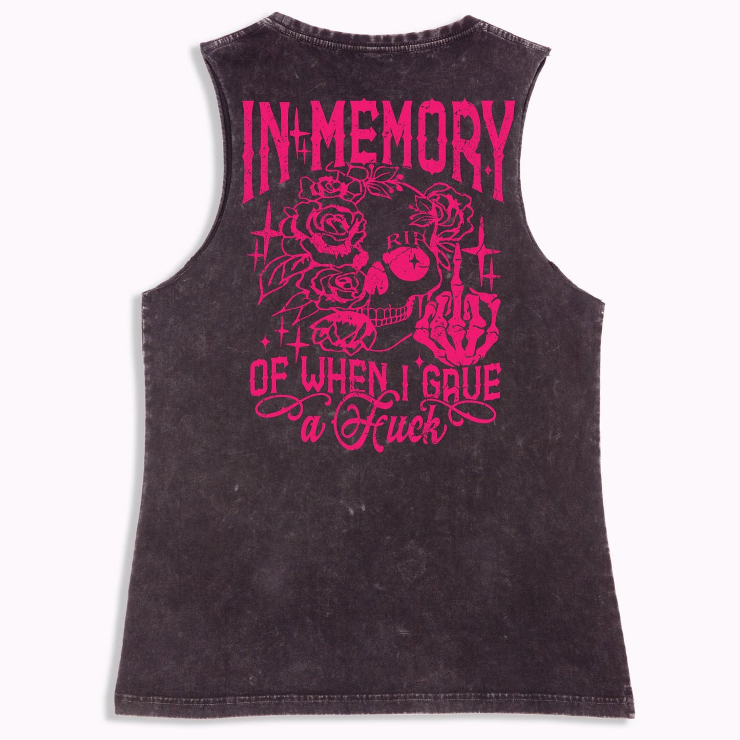 Pink In Memory Tank - Black Stone Washed