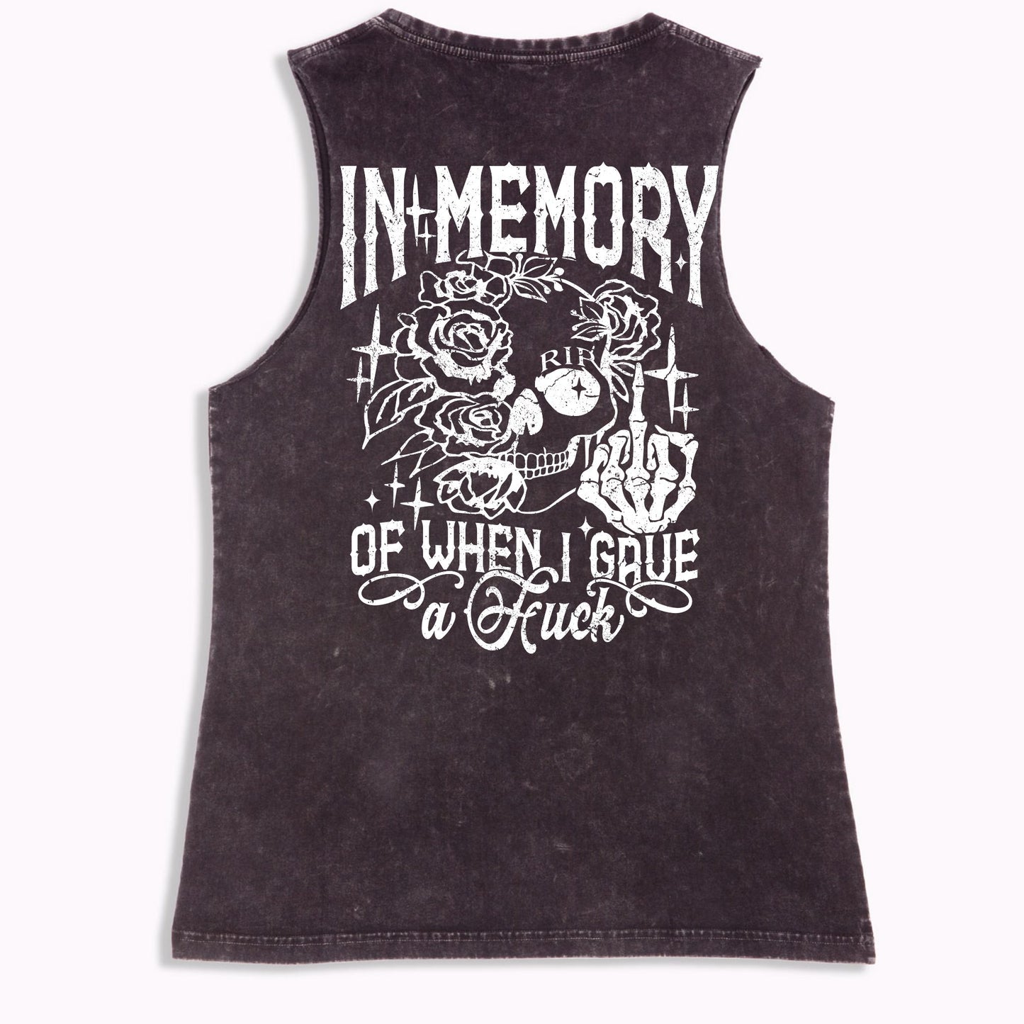 White In Memory Tank - Black Stone Washed