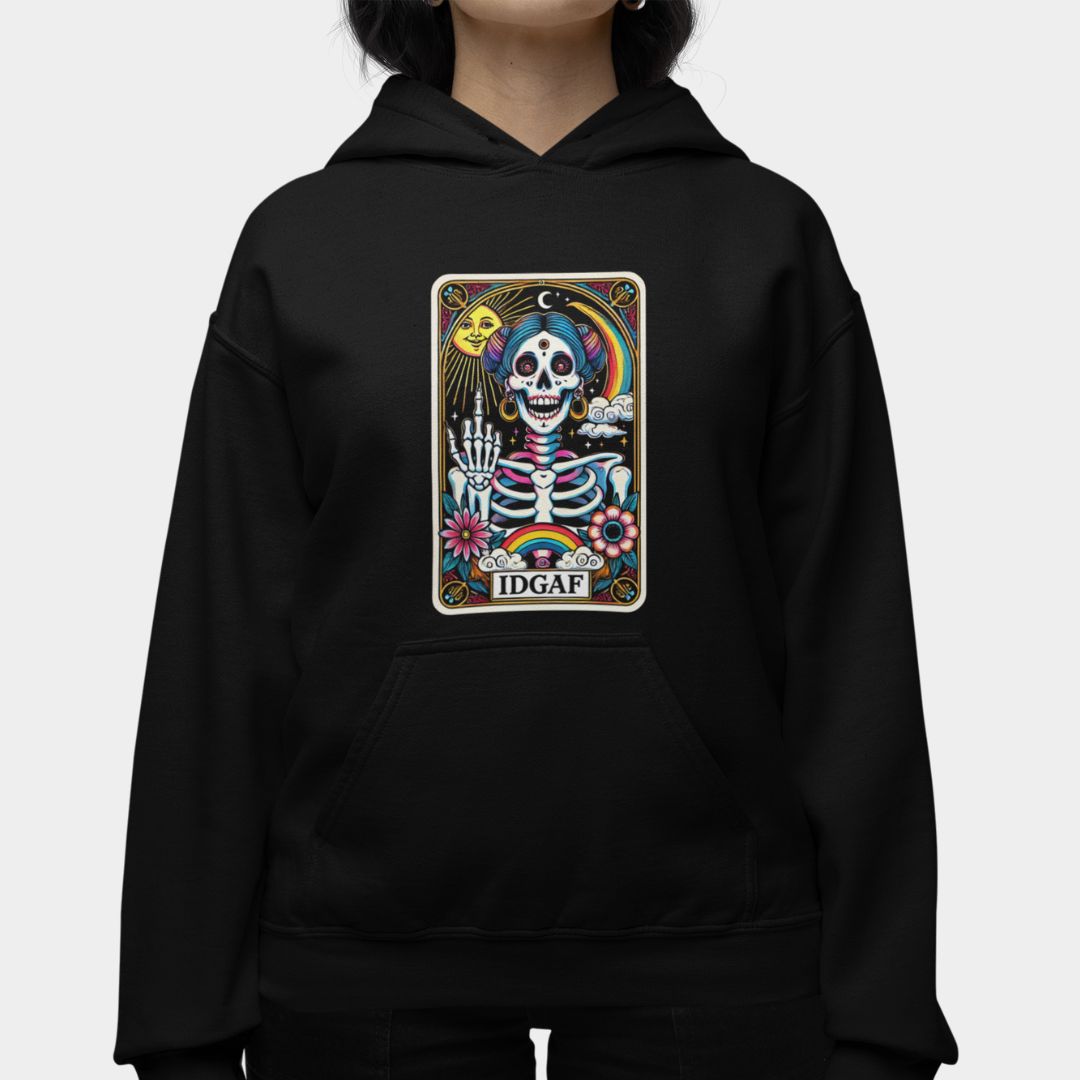 IDGAF Tarot Black Oversized Hoodie