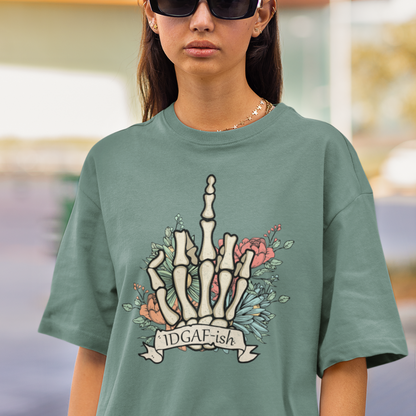 IDGAF Skeleton Finger Oversized T-shirt