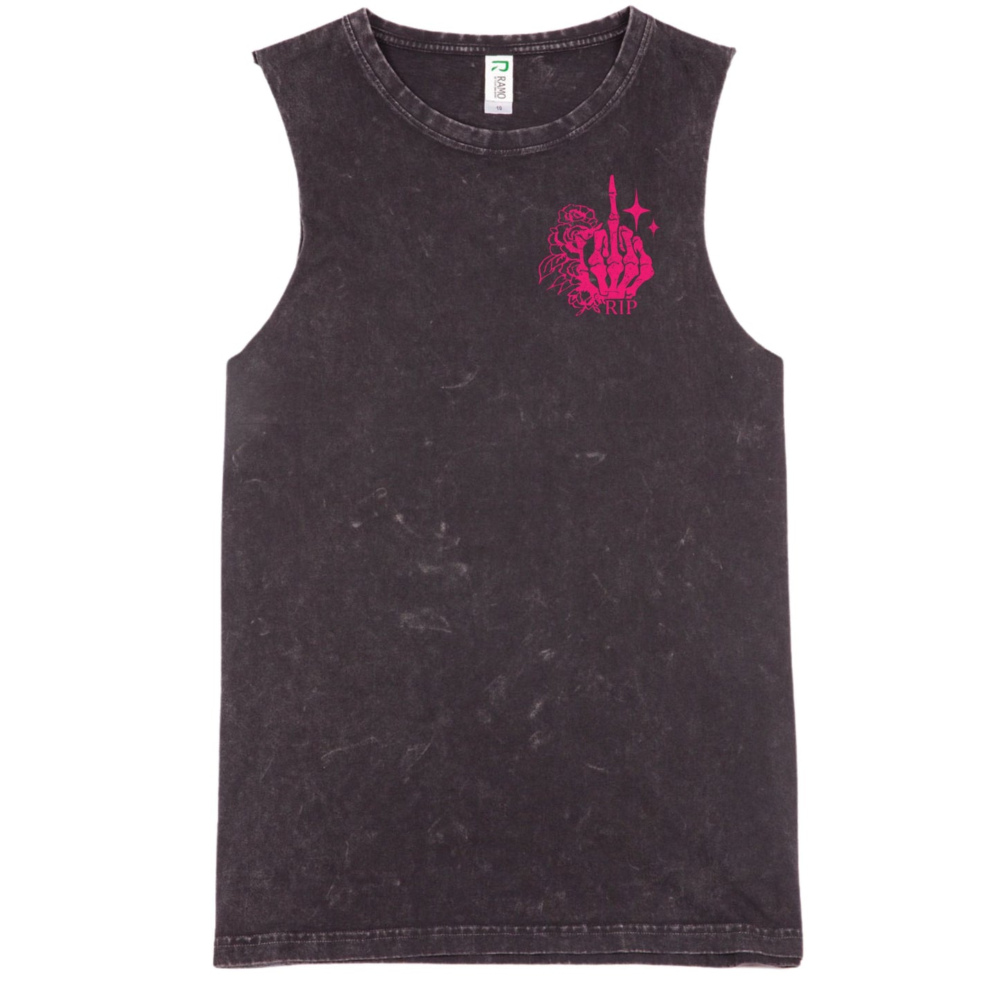 Pink In Memory Tank - Black Stone Washed