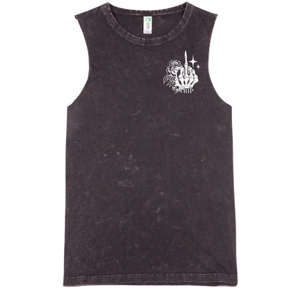 White In Memory Tank - Black Stone Washed