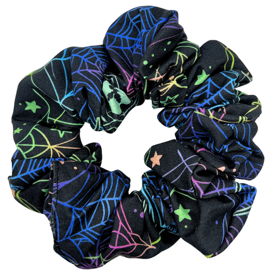 Neon Spiders Halloween Scrunchie