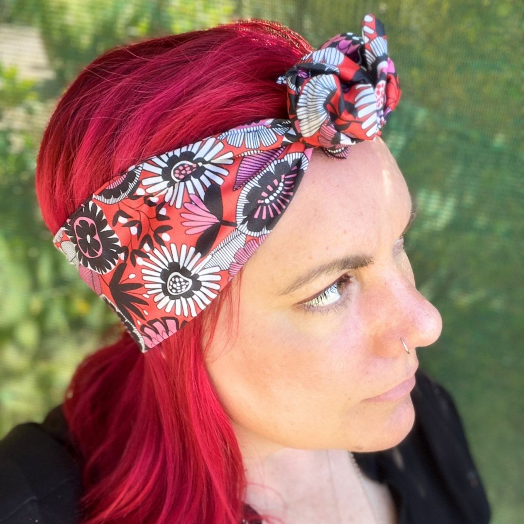 70's floral boho wire adjustable headband