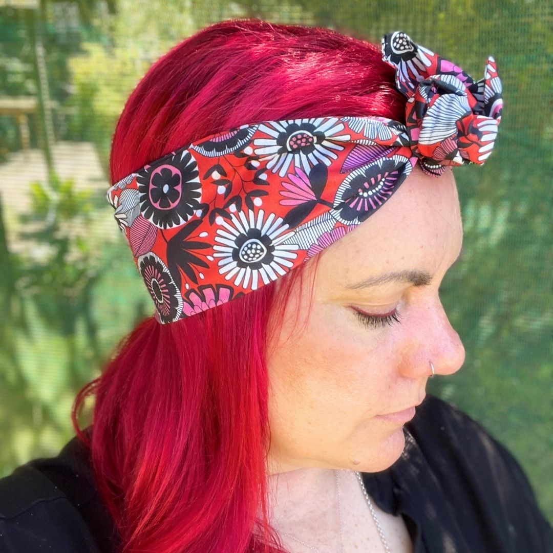 70's floral boho wire adjustable headband