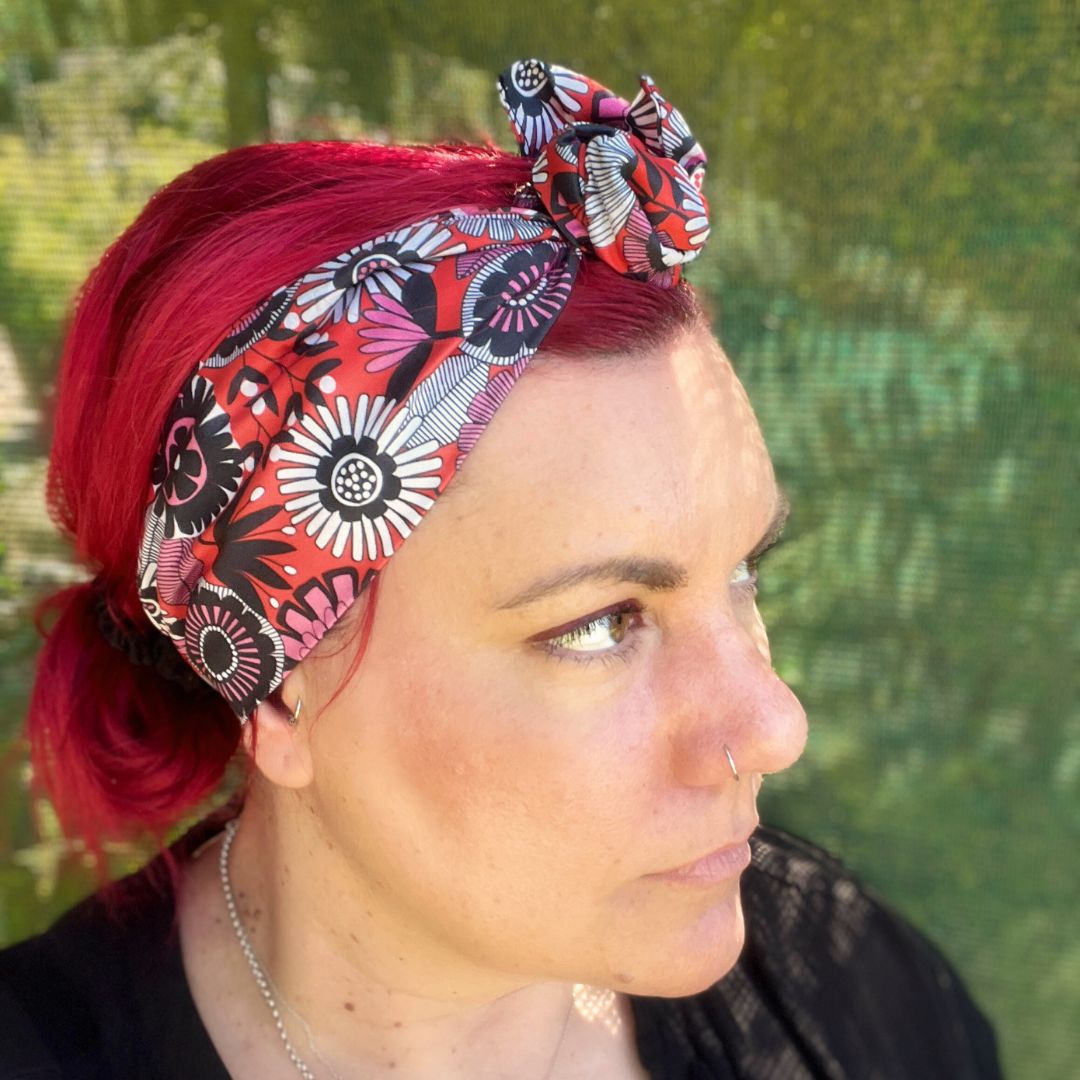 70's floral boho wire adjustable headband