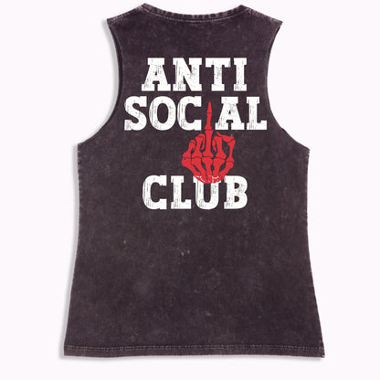 Anti-Social Club Tank - Black Stone Washed