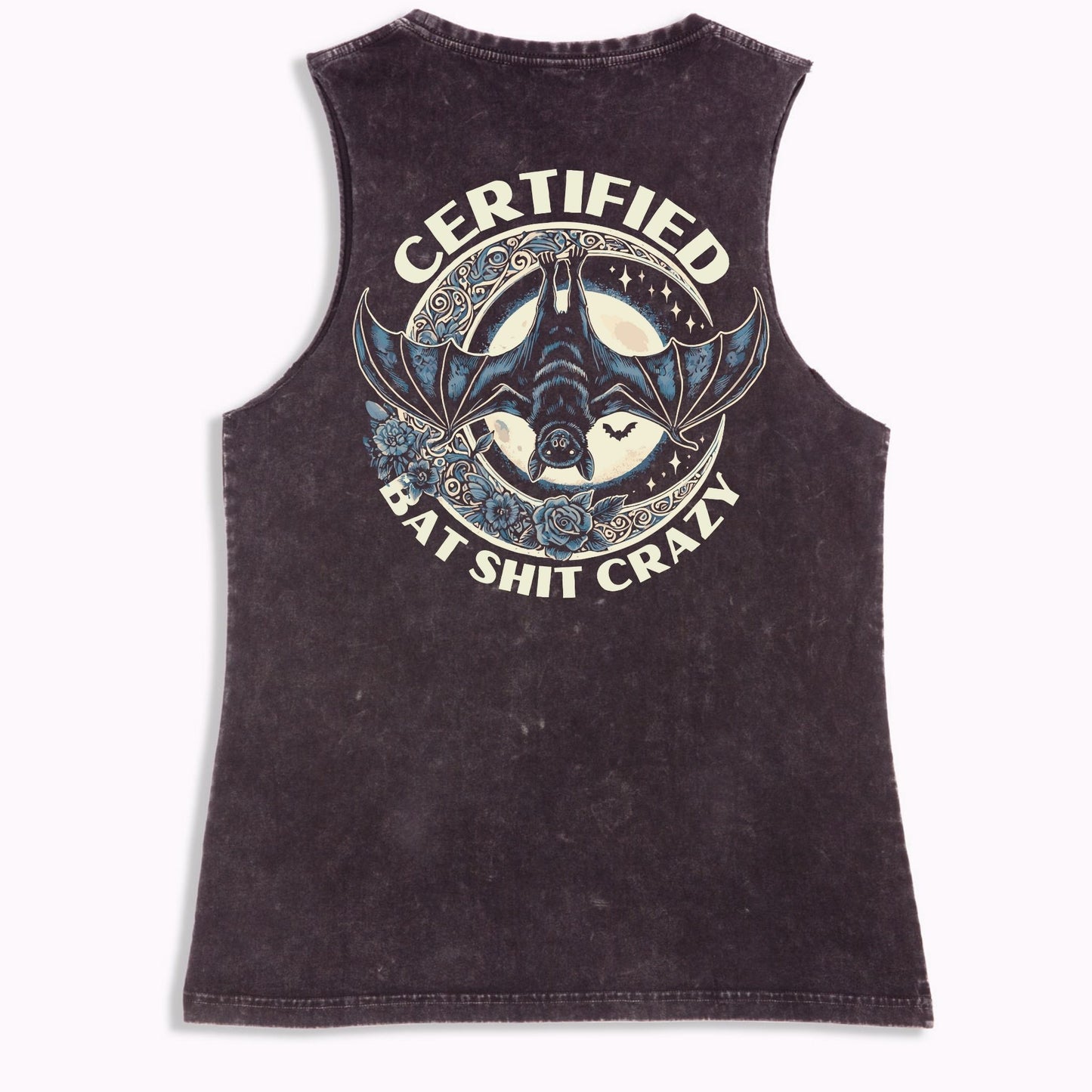 Bat Shit Crazy Tank - Black Stone Washed