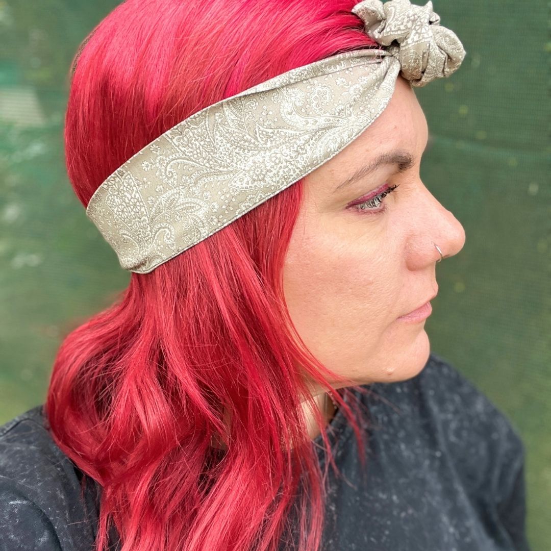 Beige Paisley Boho Wire Headband