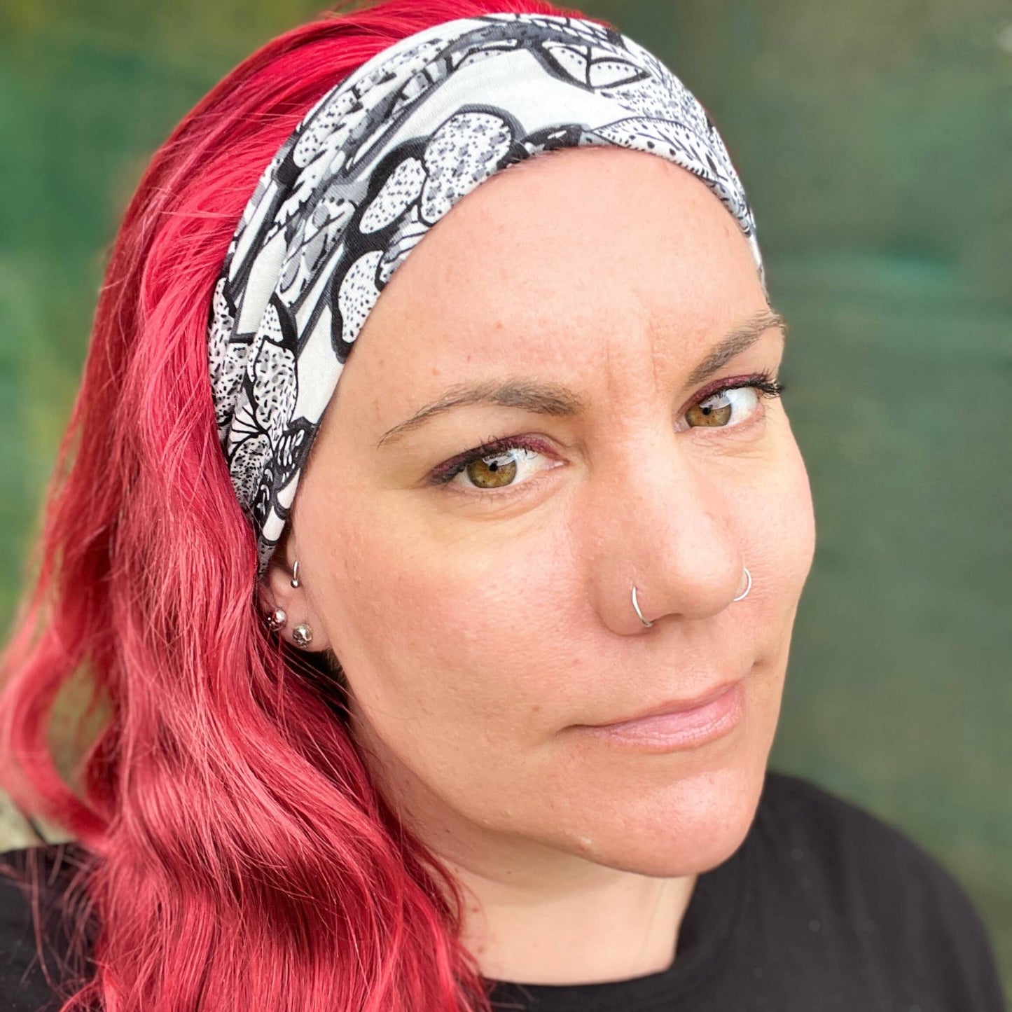 Black and White Floral Head Wrap