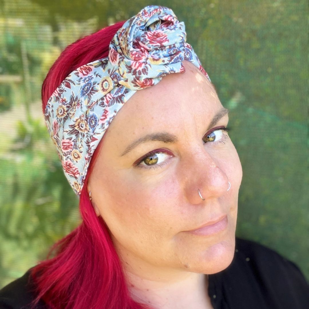 Blue Floral boho wire headwrap handmade in Melbourne