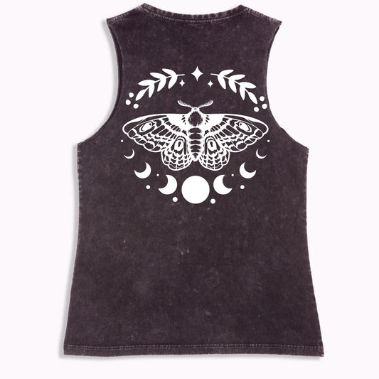 Celestial Moth Tank - Black Stone Washed