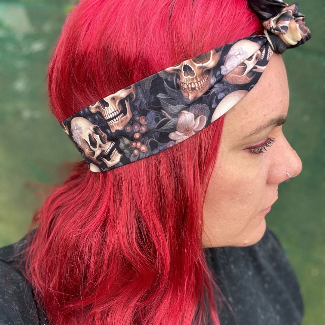 Floral Skulls Wire Headwrap