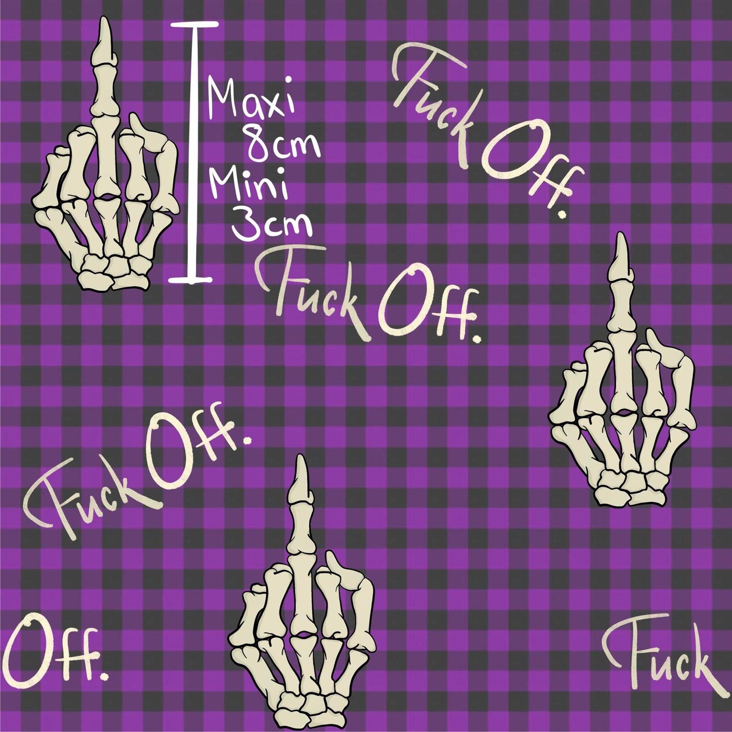 Purple Gingham F Off Skeleton Finger Fabric