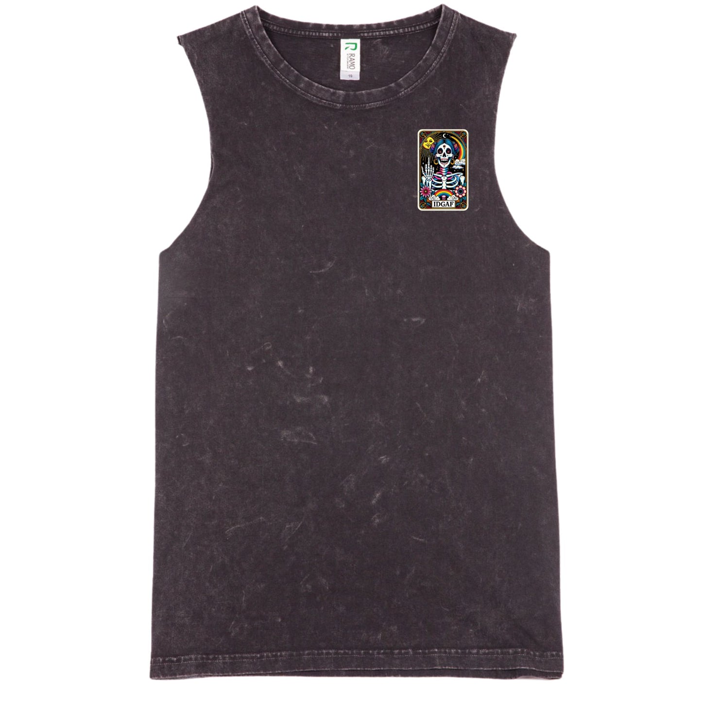 IDGAF Tarot Tank - Black Stone Washed