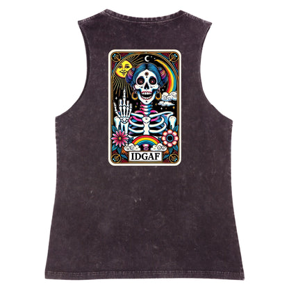 IDGAF Tarot Tank - Black Stone Washed