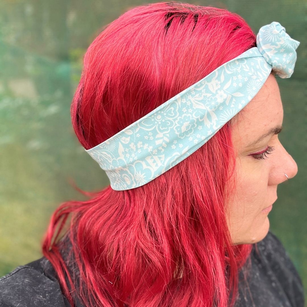 Light Blue Paisley Wire Headwrap