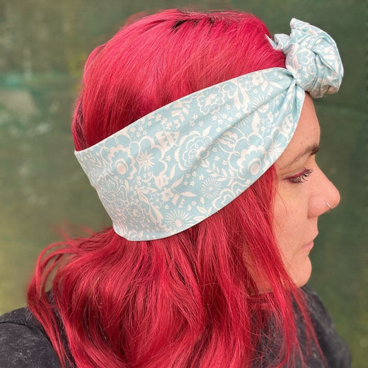 Light Blue Paisley Wire Headwrap