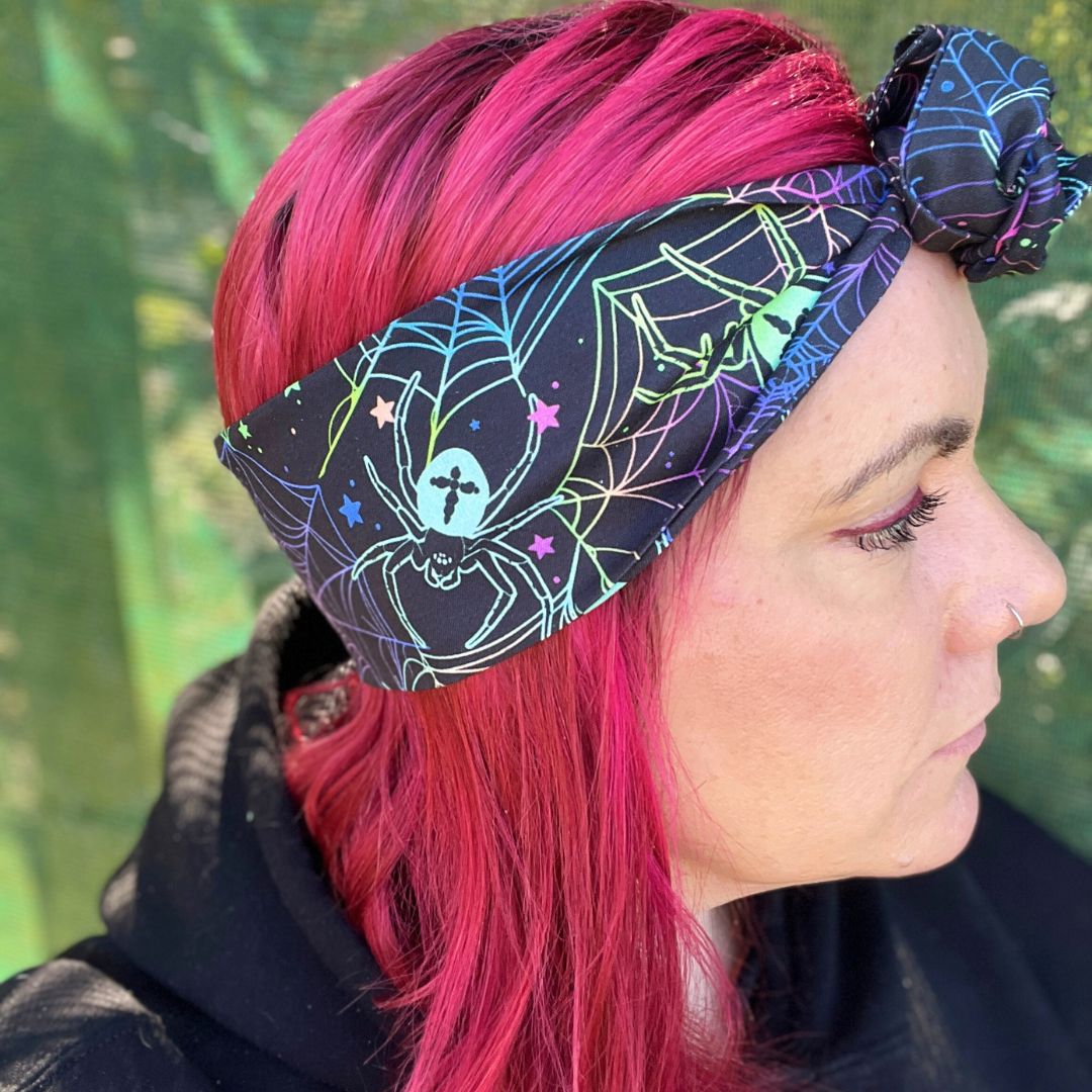 Neon Spiders Halloween wire headband