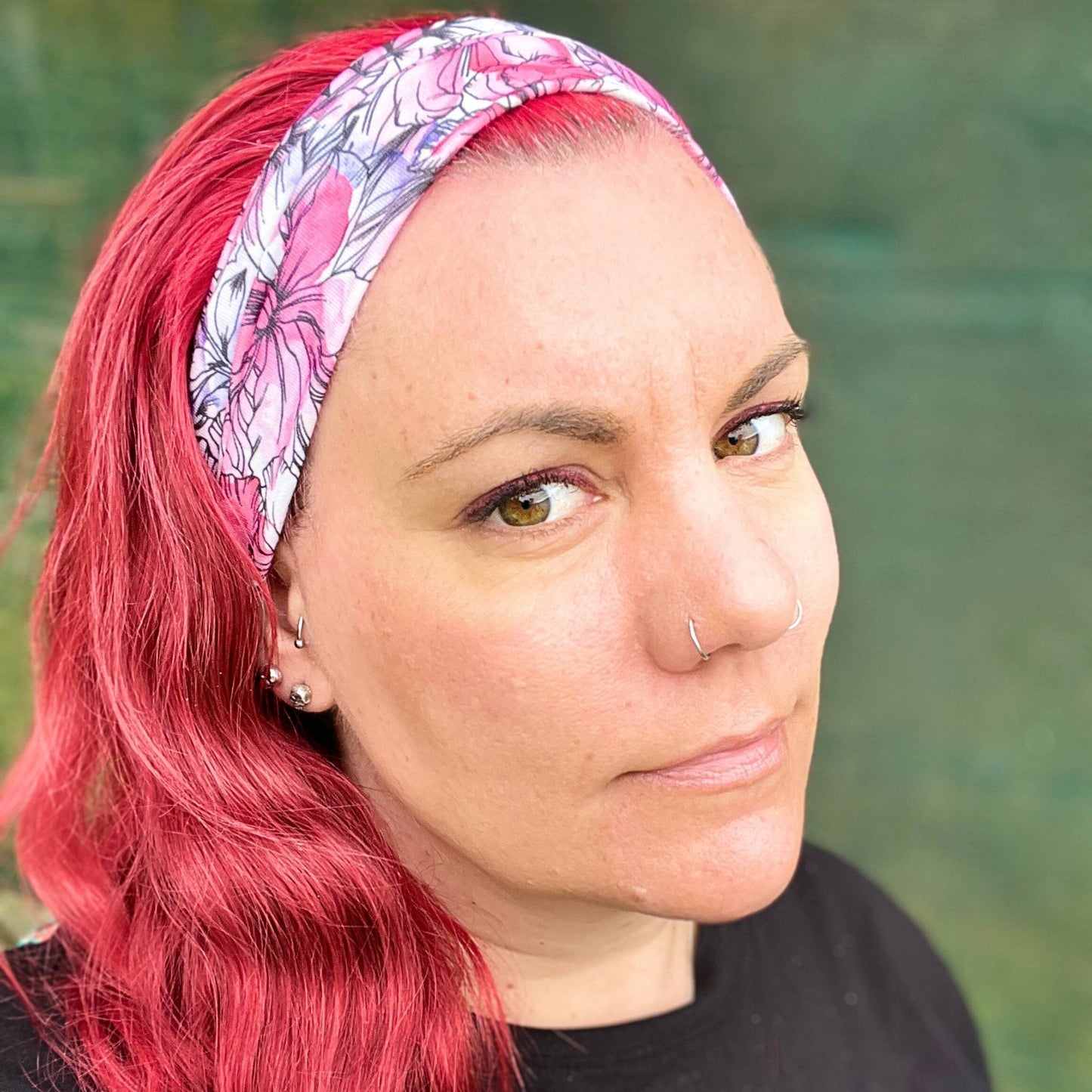 Pink Floral Twist Stretch Headband