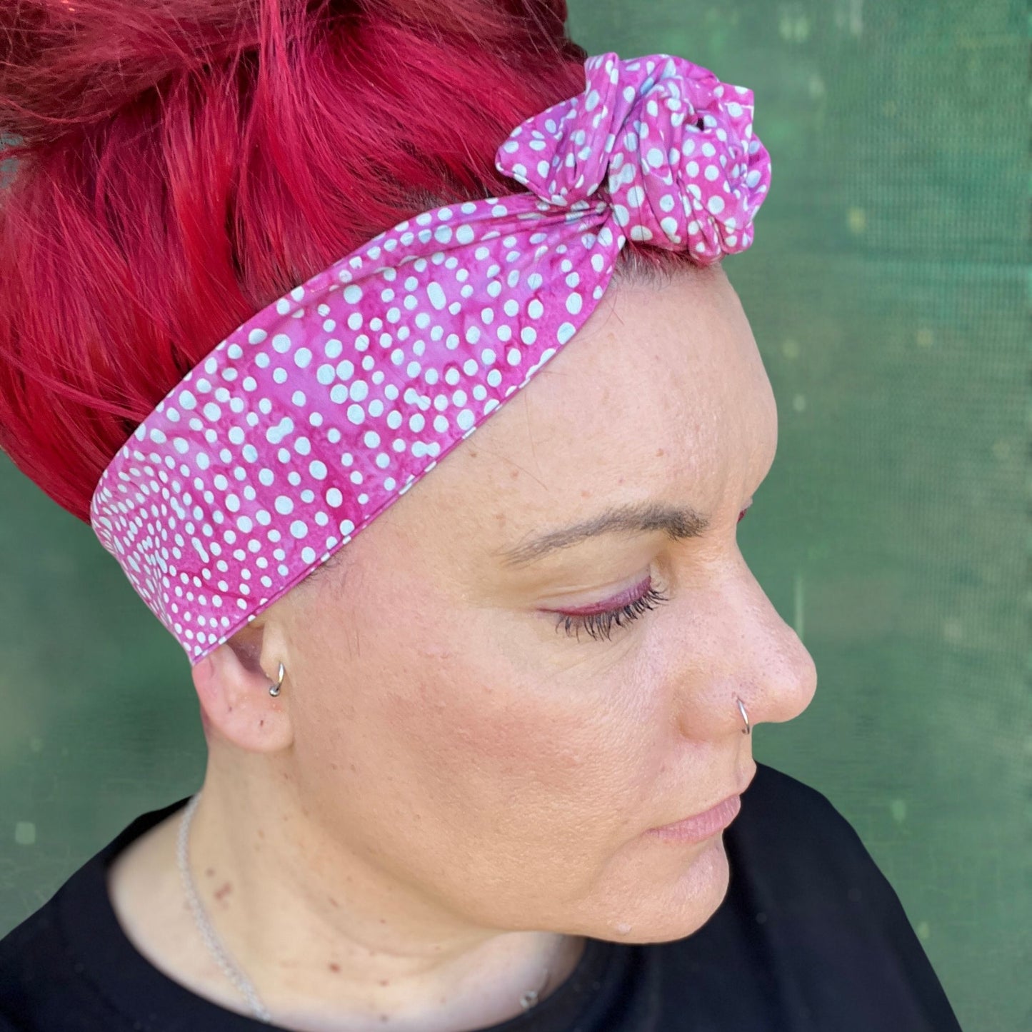 Pink tie dye polka dot wire headband Unleash your boho spirit with our exclusive range of hair accessories, made in Melbourne for the modern woman. Discover unique, handcrafted pieces that blend artisanal quality with Boho style. Shop now and find the perfect accessory to express your individuality, straight from Australia.