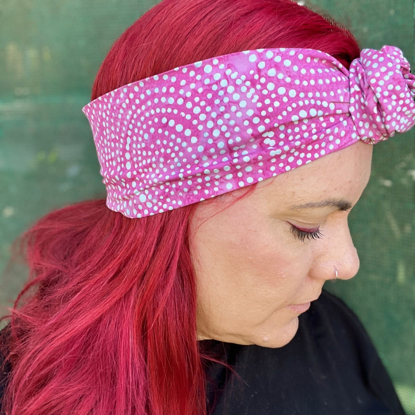 Pink tie dye polka dot wire headband Unleash your boho spirit with our exclusive range of hair accessories, made in Melbourne for the modern woman. Discover unique, handcrafted pieces that blend artisanal quality with Boho style. Shop now and find the perfect accessory to express your individuality, straight from Australia.