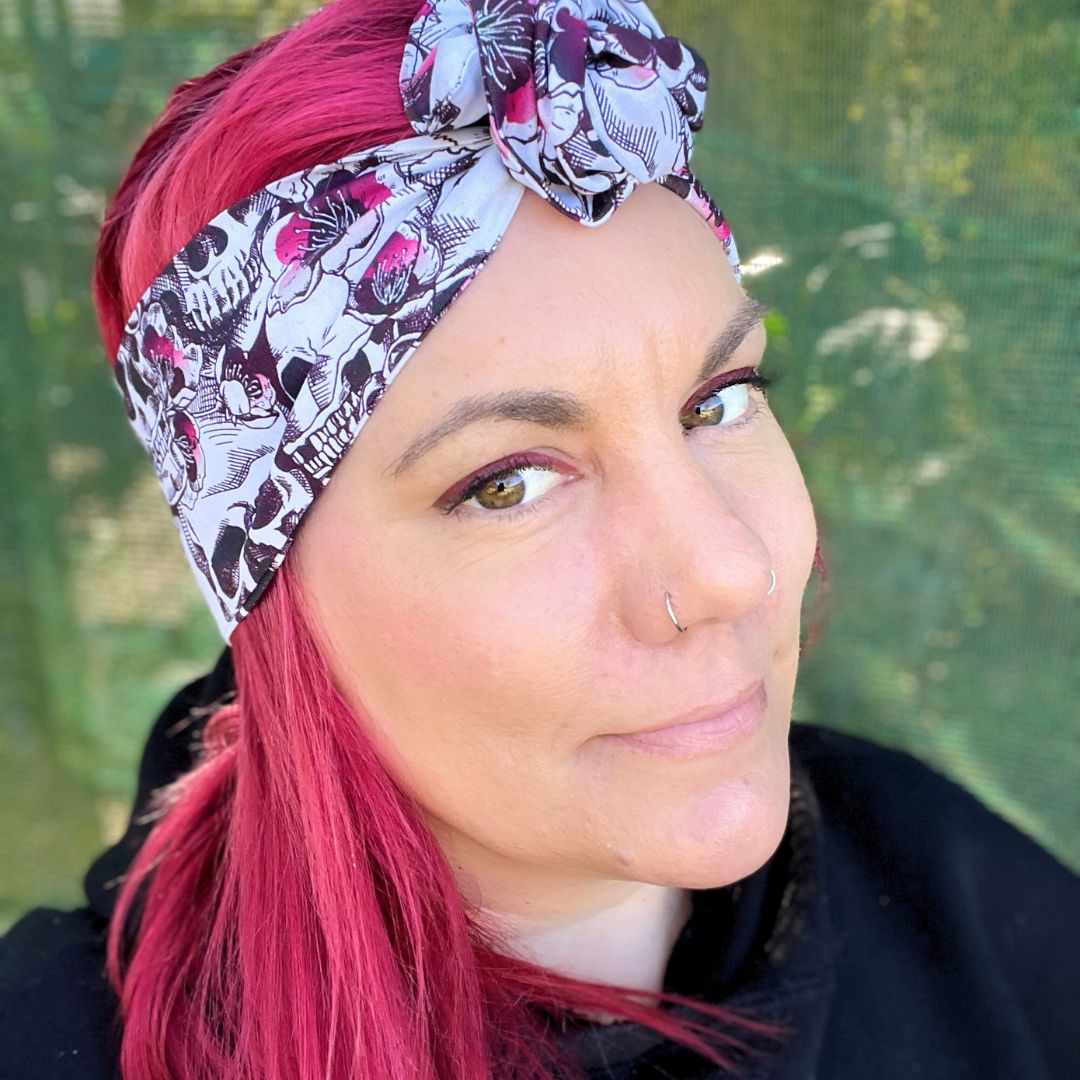 Pink Floral Skulls Boho Wire Headwrap