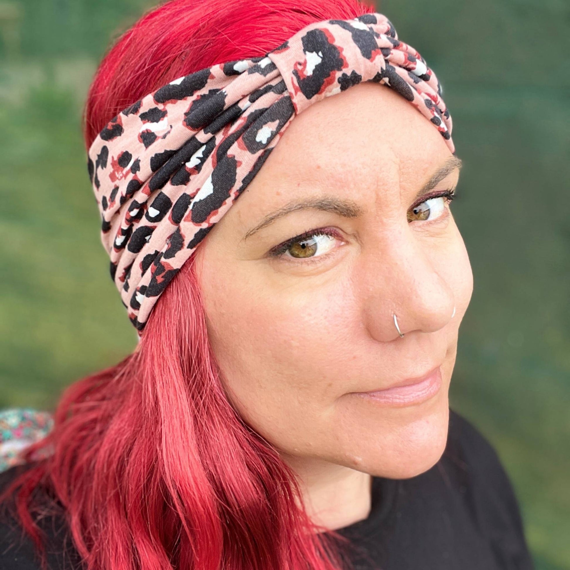 Pink and Black Leopard Stretch Headband