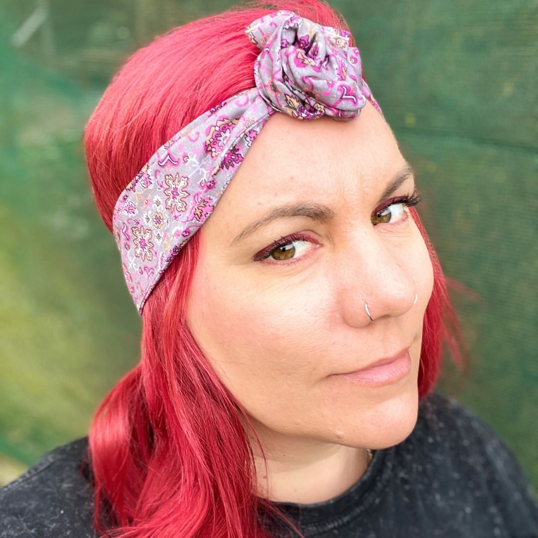 Purple Floral Wire Headwrap