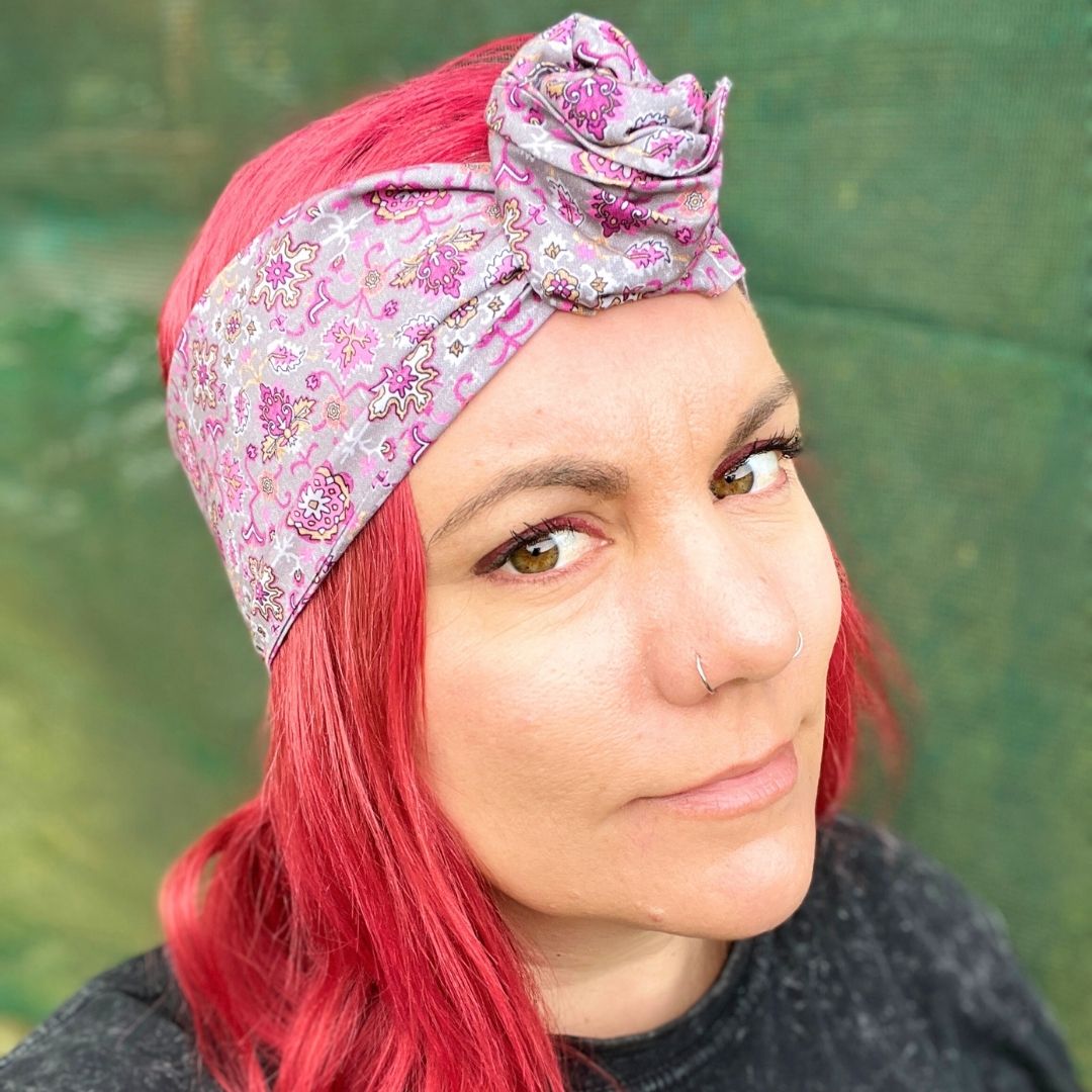 Purple Floral Wire Headwrap