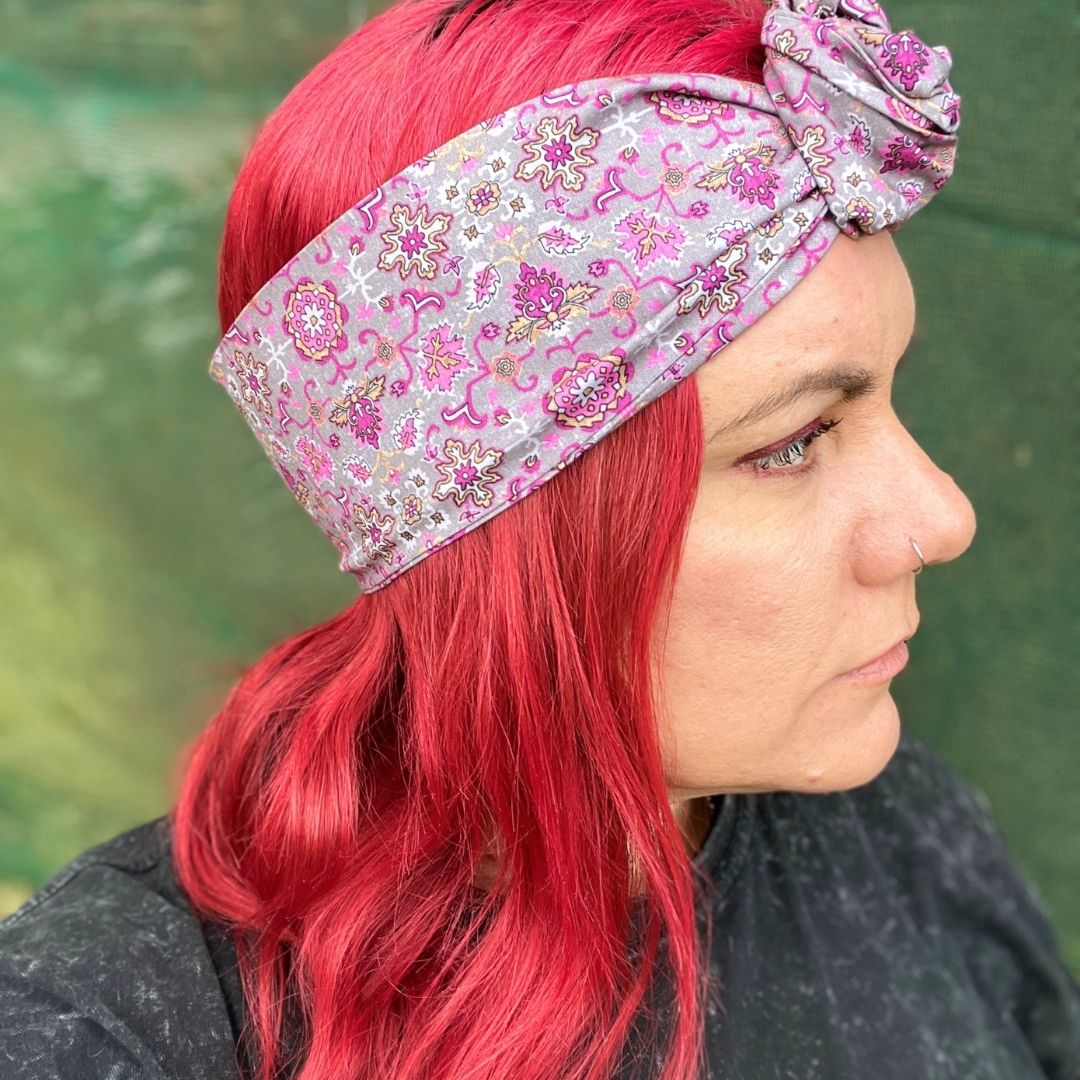 Purple Floral Wire Headwrap