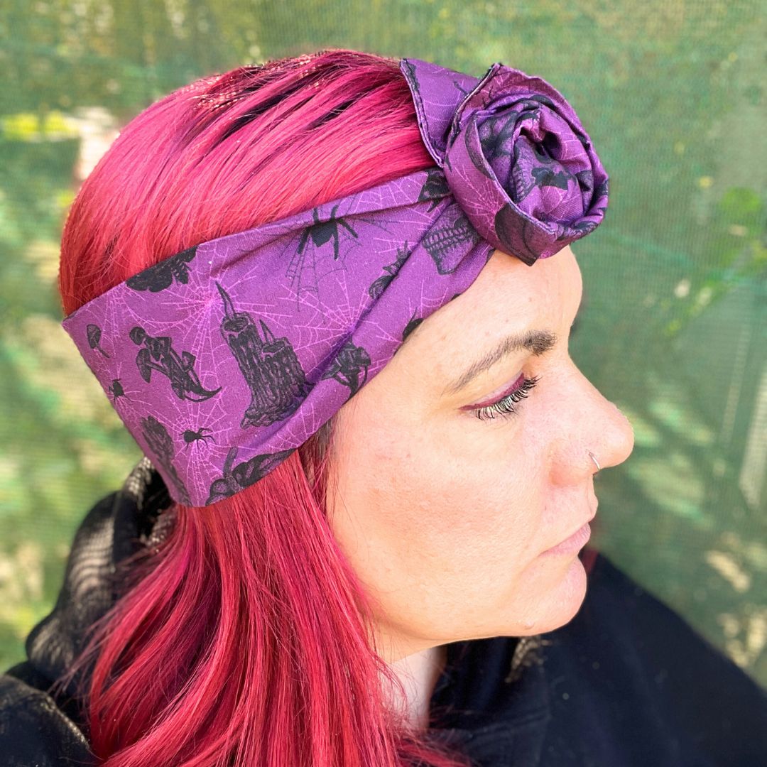 Purple Apothecary Headwrap - Halloween Themed Wire Headband – Bae Bands ...