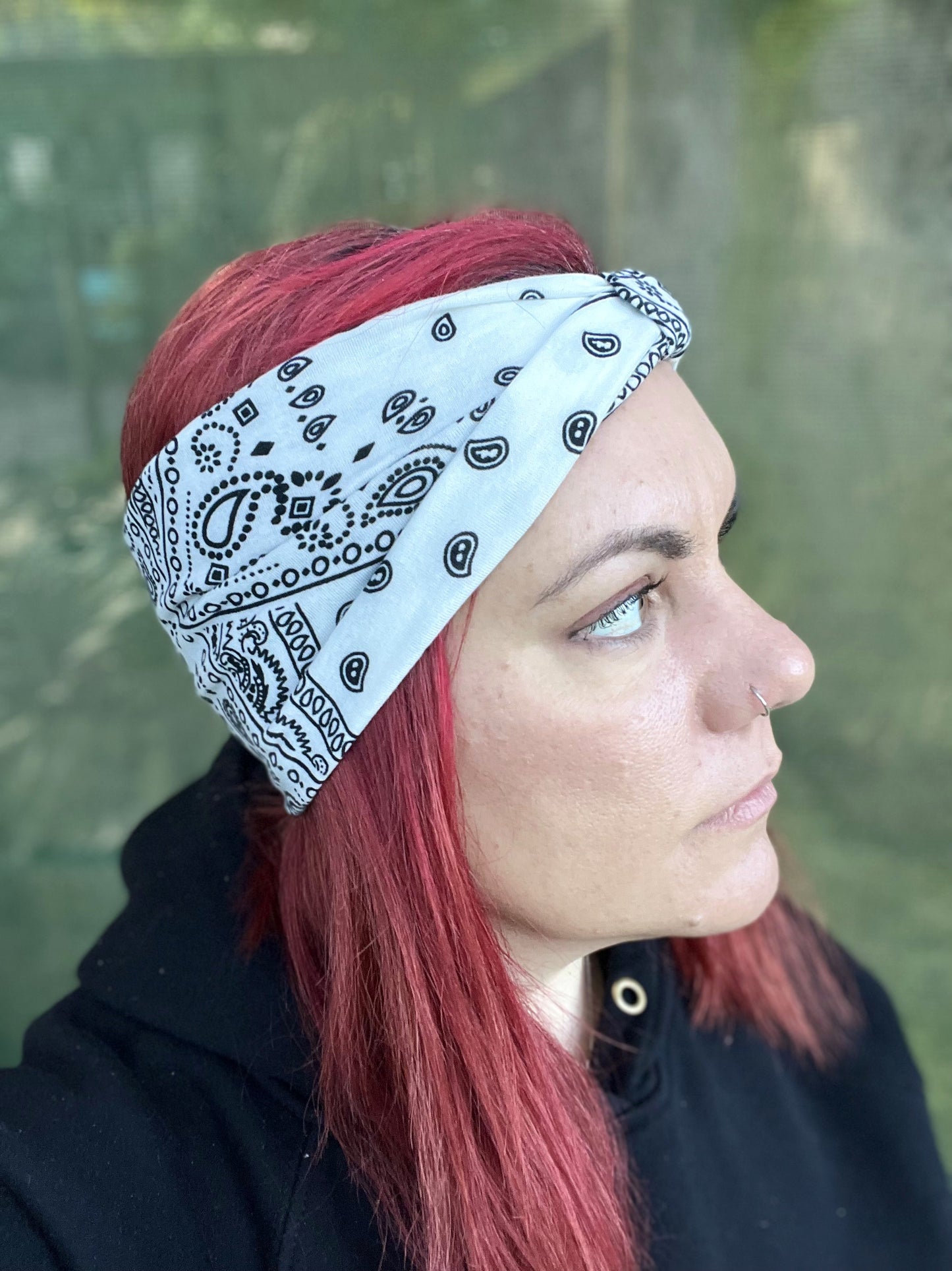 White Paisley Stretch Headband