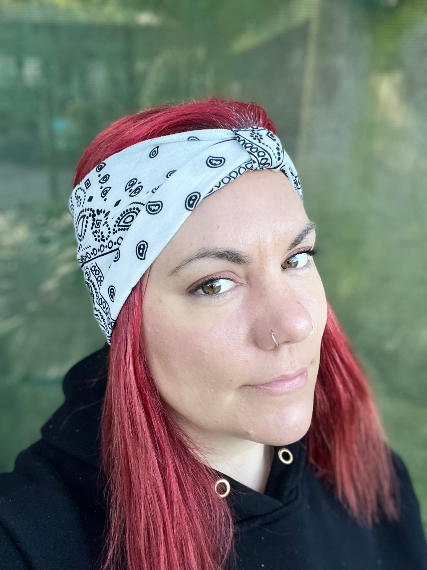 White Paisley Stretch Headband