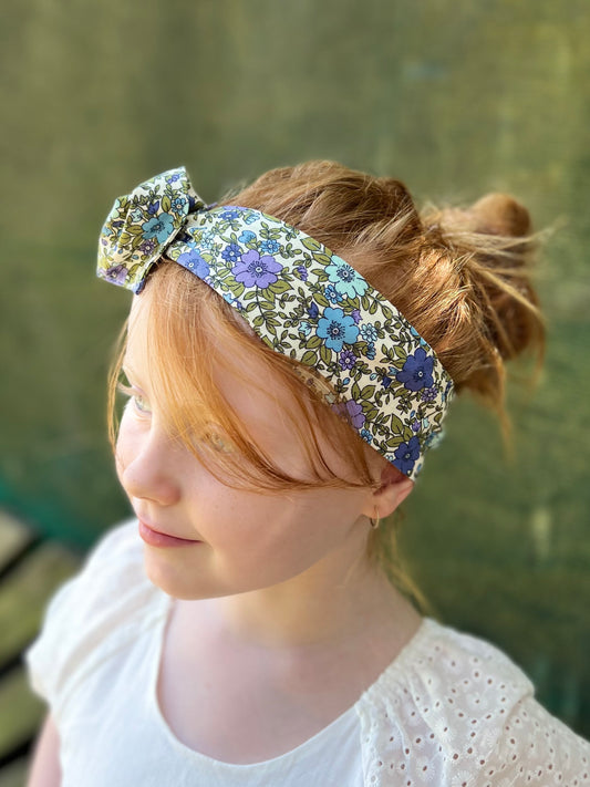 Purple Floral  -  Bae Kids Boho Wire Headband - Bae Bands Australia Twist Bow Wire Headband allows for your headband to stay in place all day with no headaches,