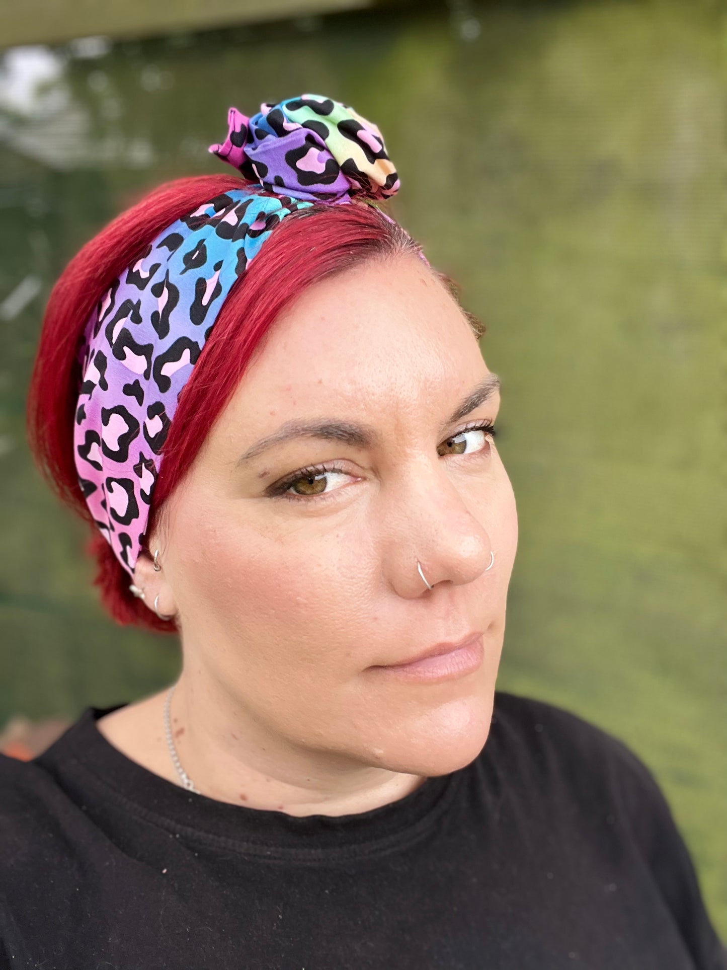 Rainbow Leopard Wired Head Wrap