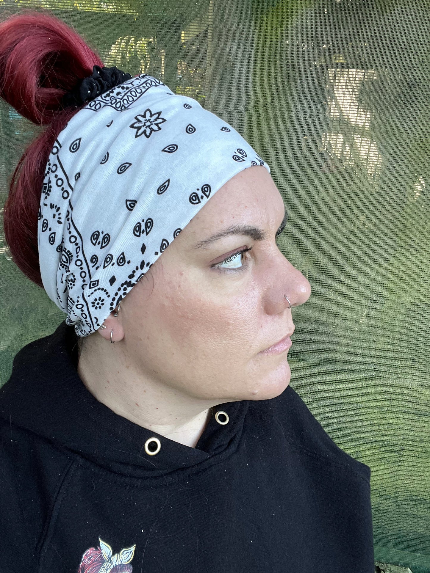 White Paisley Stretch Headband